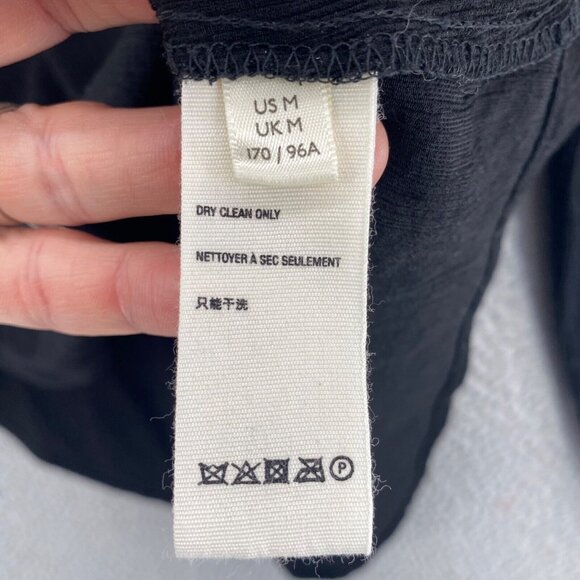 Free People Top Womens Medium Black Texture Long Sleeve Surplice Pullover Blouse - Picture 6 of 10